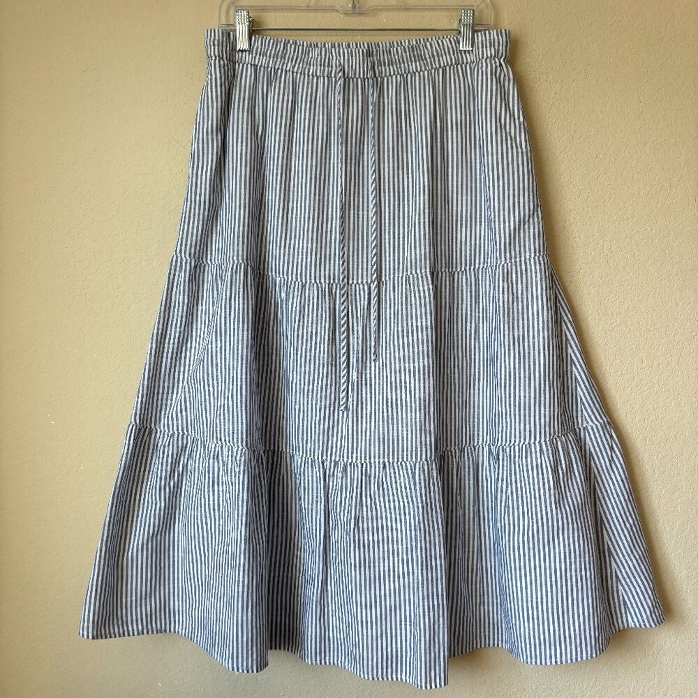Talbots Tiered Nautical Cotton Midi Skirt - Picture 2 of 9